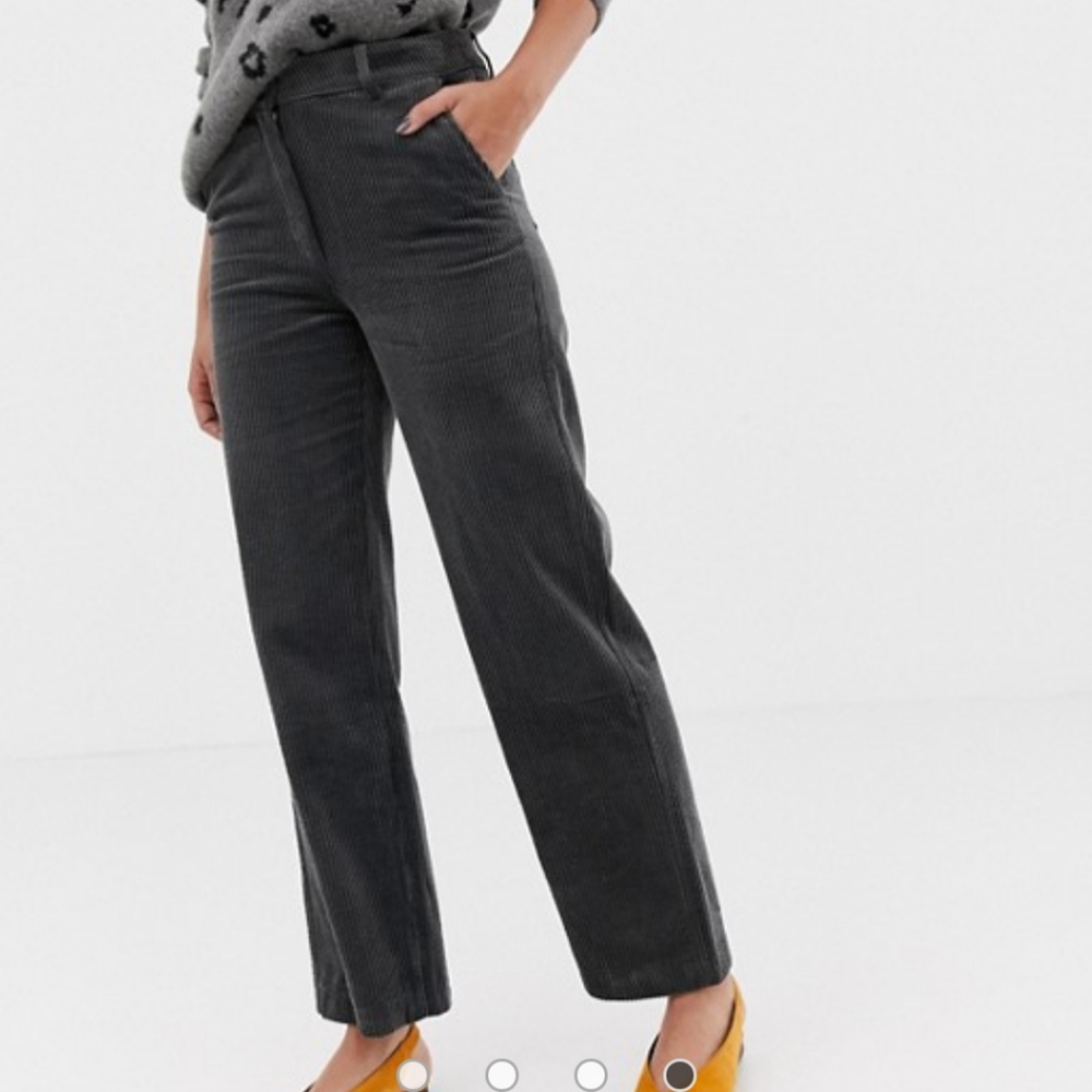 ♥️ Mango wide leg charcoal/gray chords